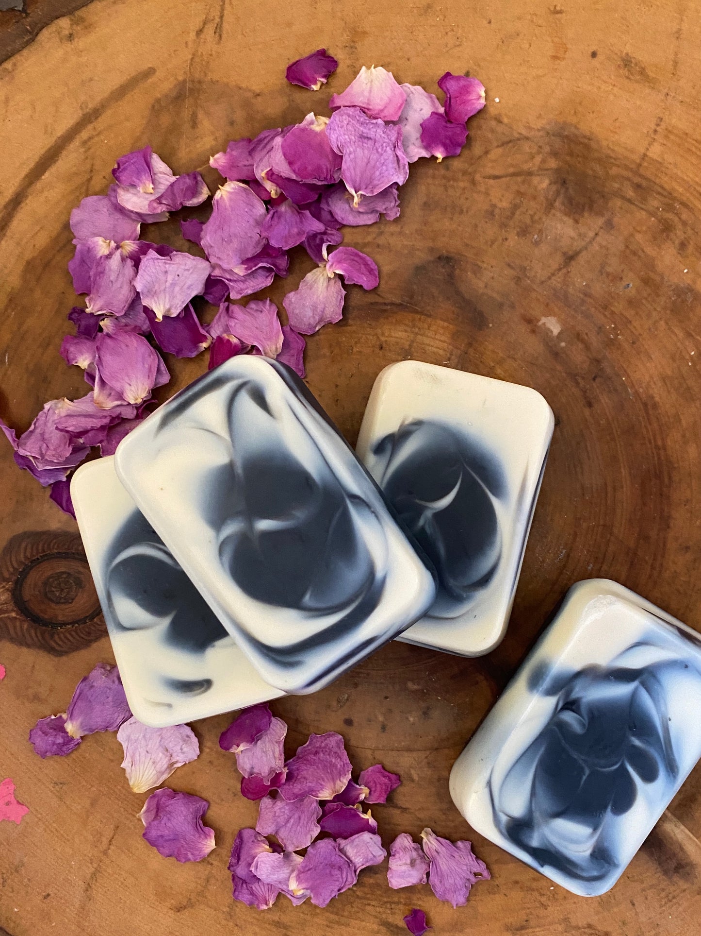 Rose and Charcoal Soap Wedding Favors