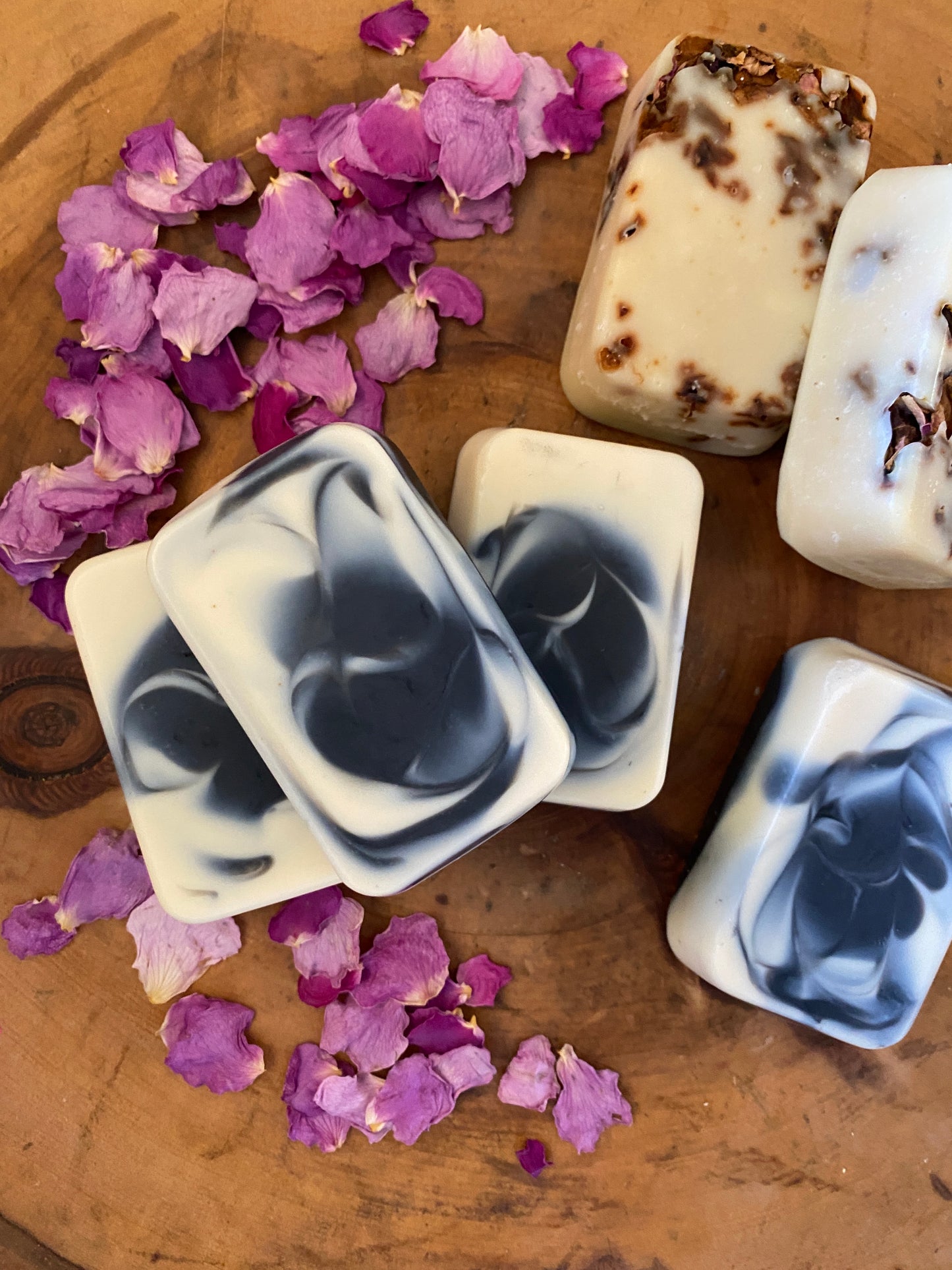 Soap Favor Tutorial: Rose Milk and Charcoal Tuxedo Swirl