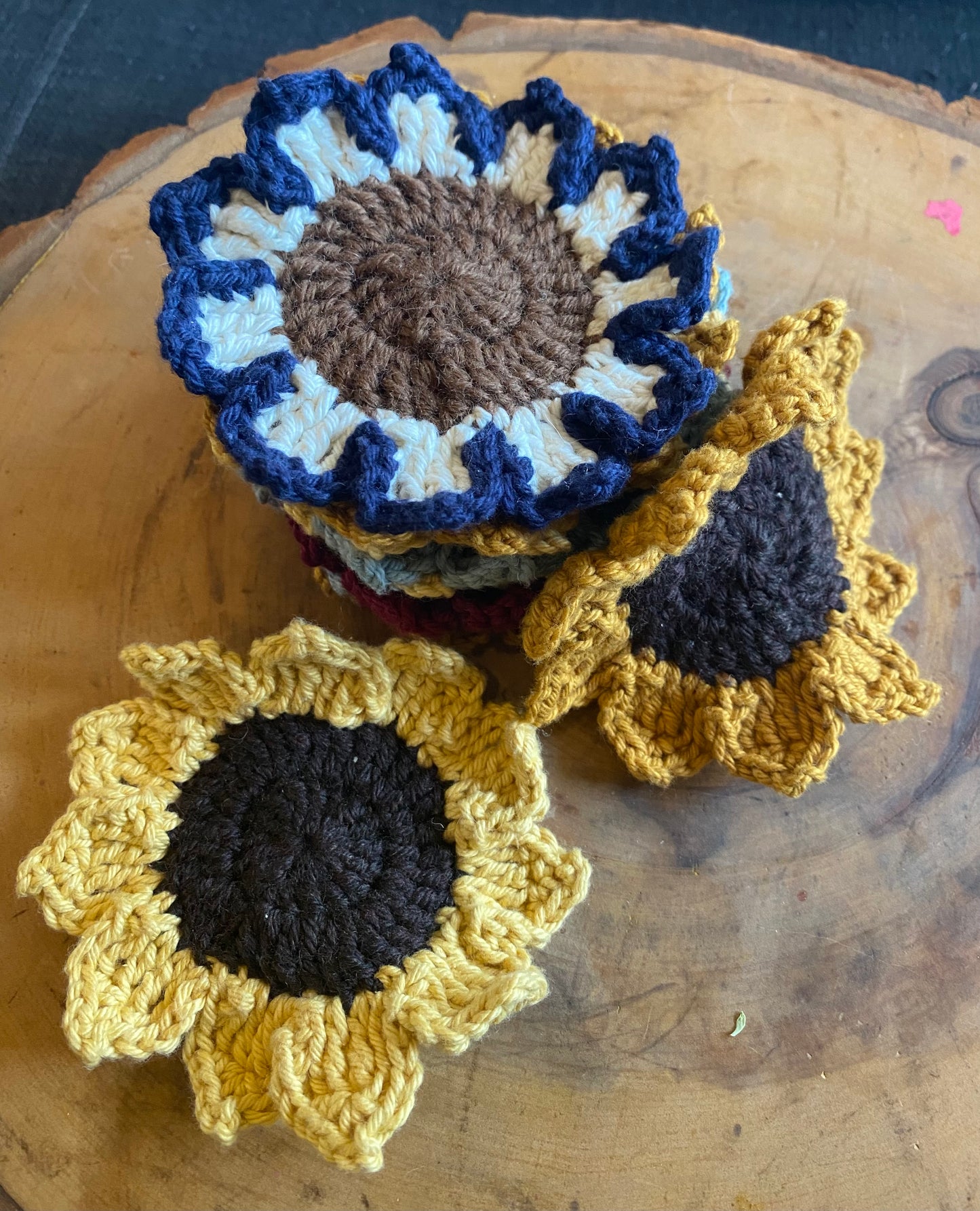 Crochet Sunflower Coasters