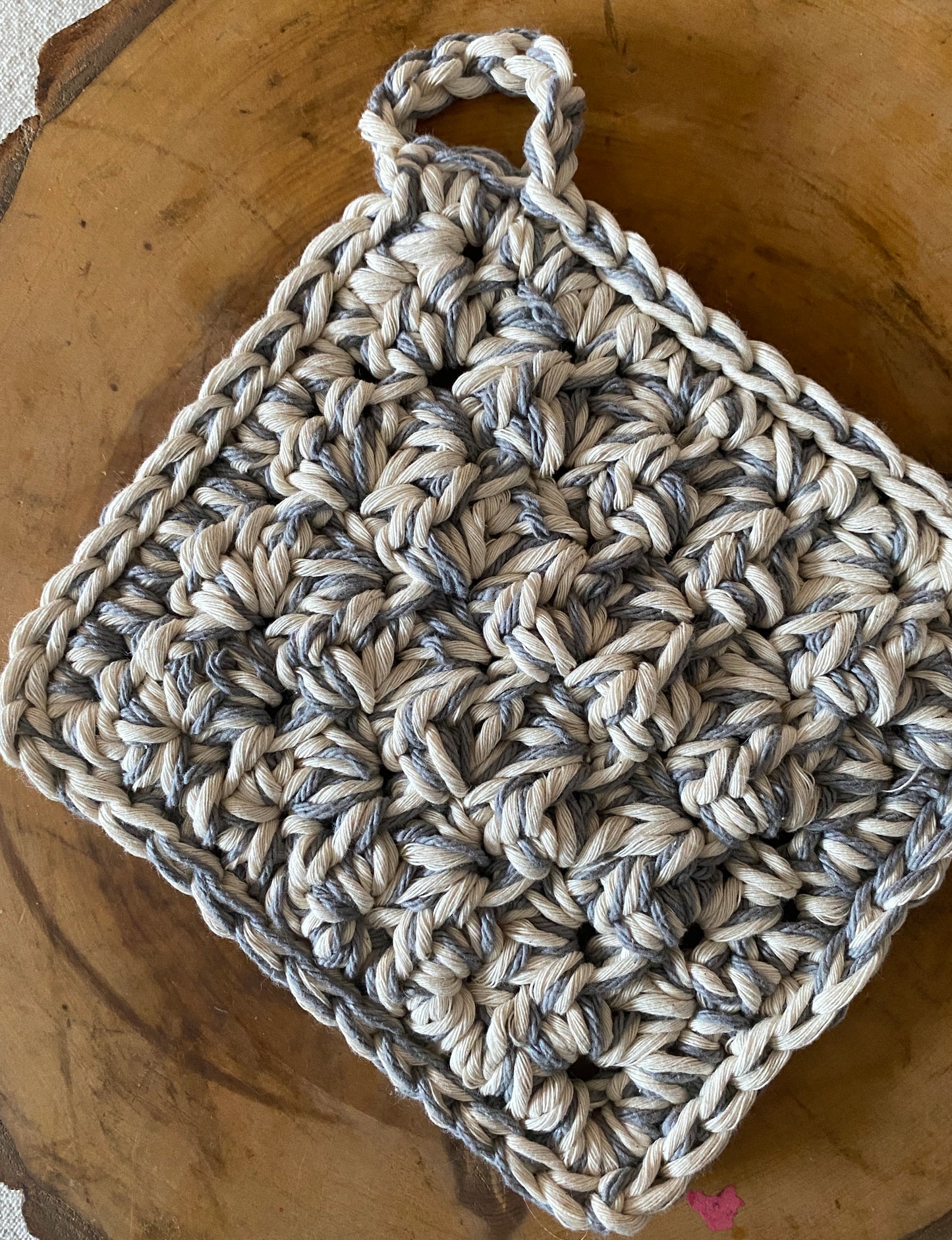 Cotton Cream and Gray Pot Holder