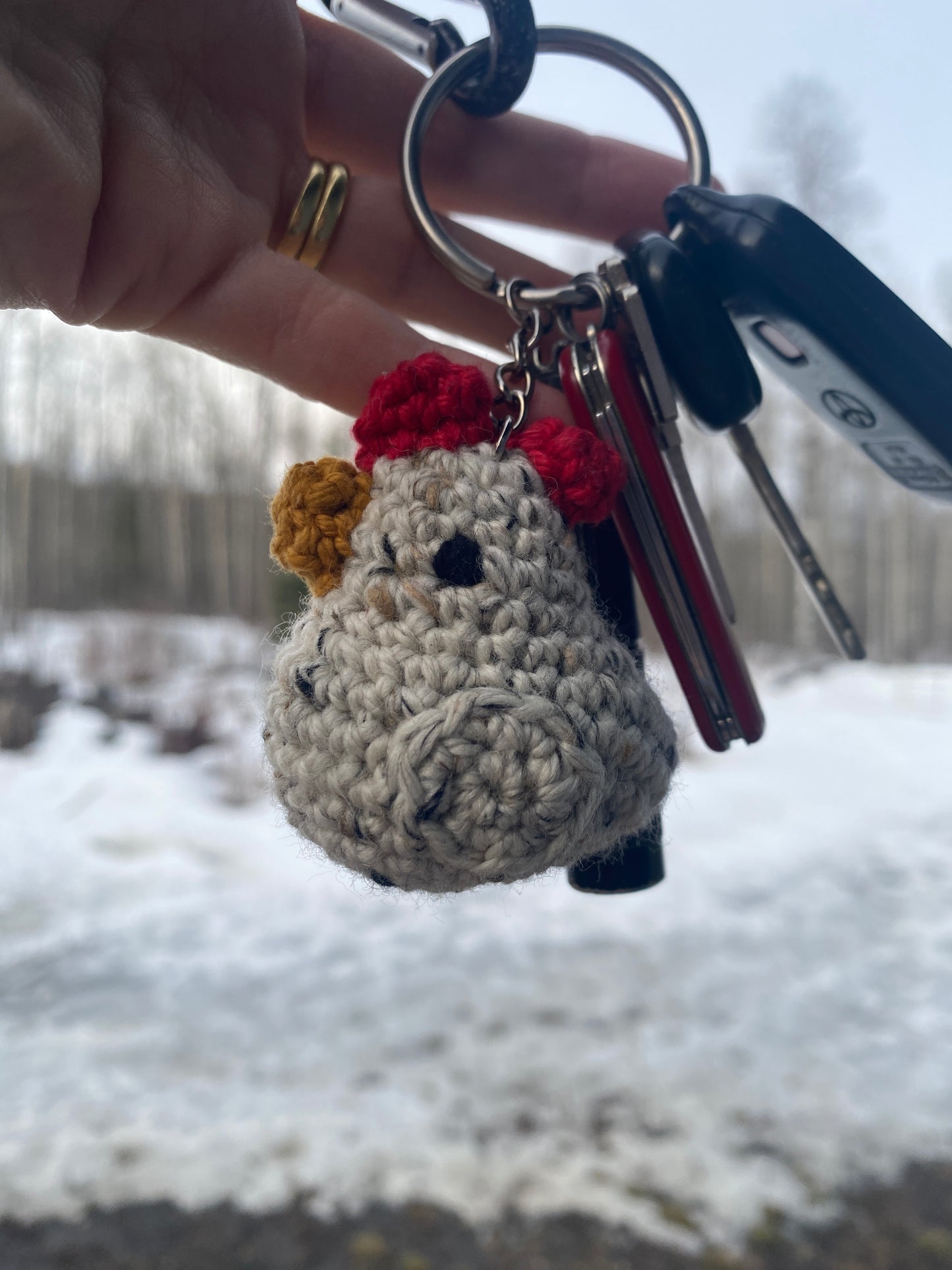 Crochet Chicken Keychain