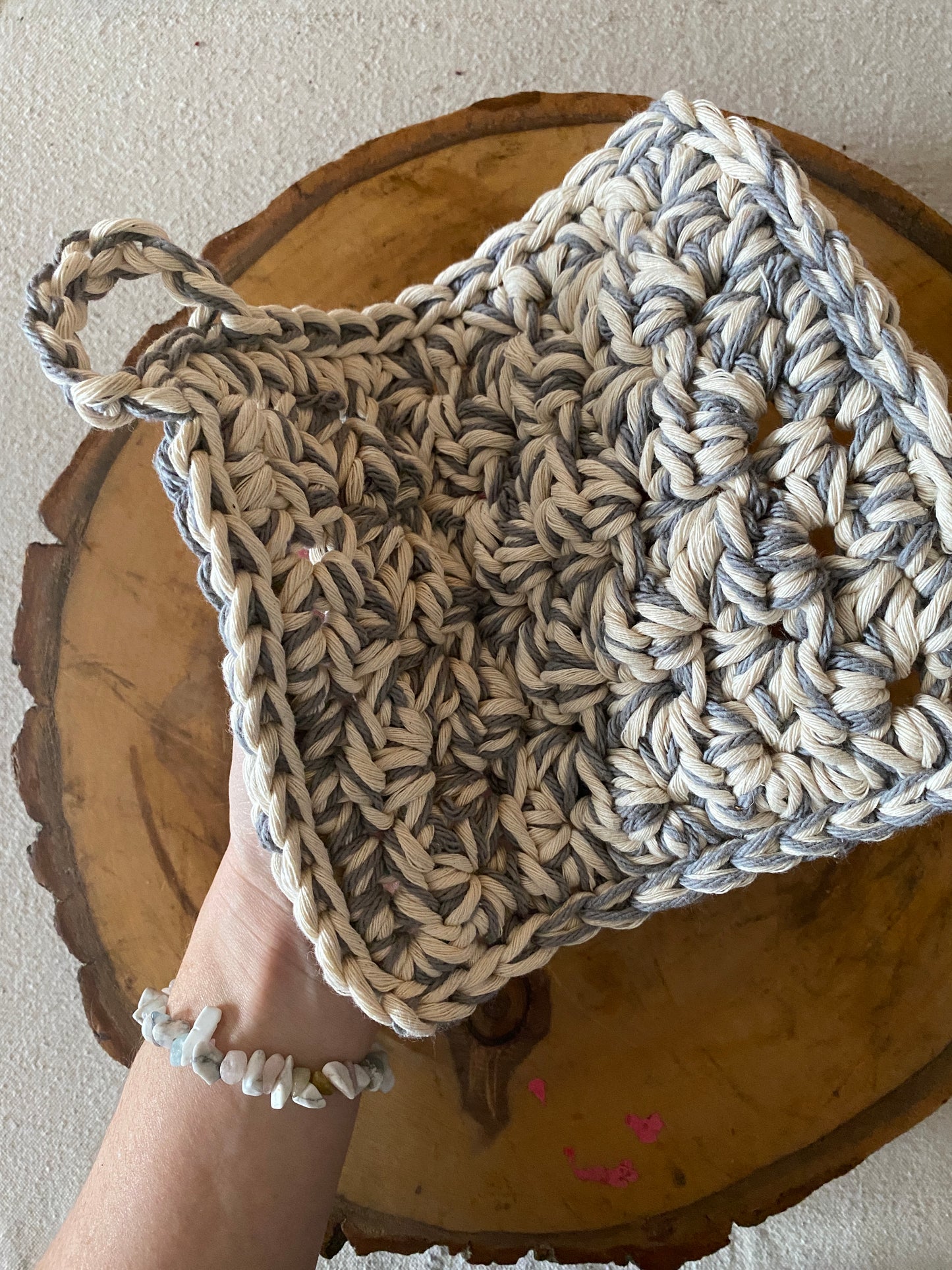 Cotton Cream and Gray Pot Holder