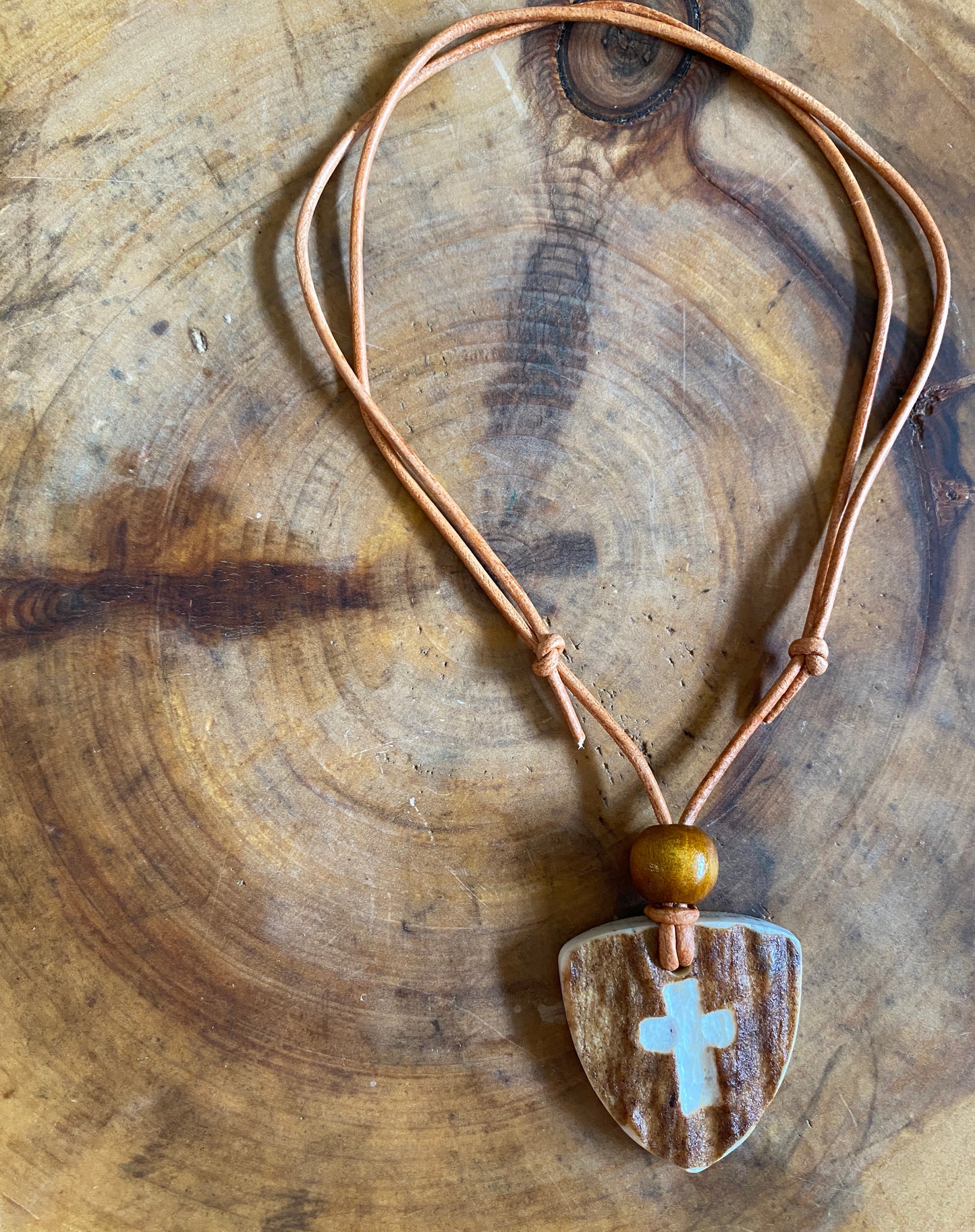 Handcrafted Elk Antler Cross & Shield
