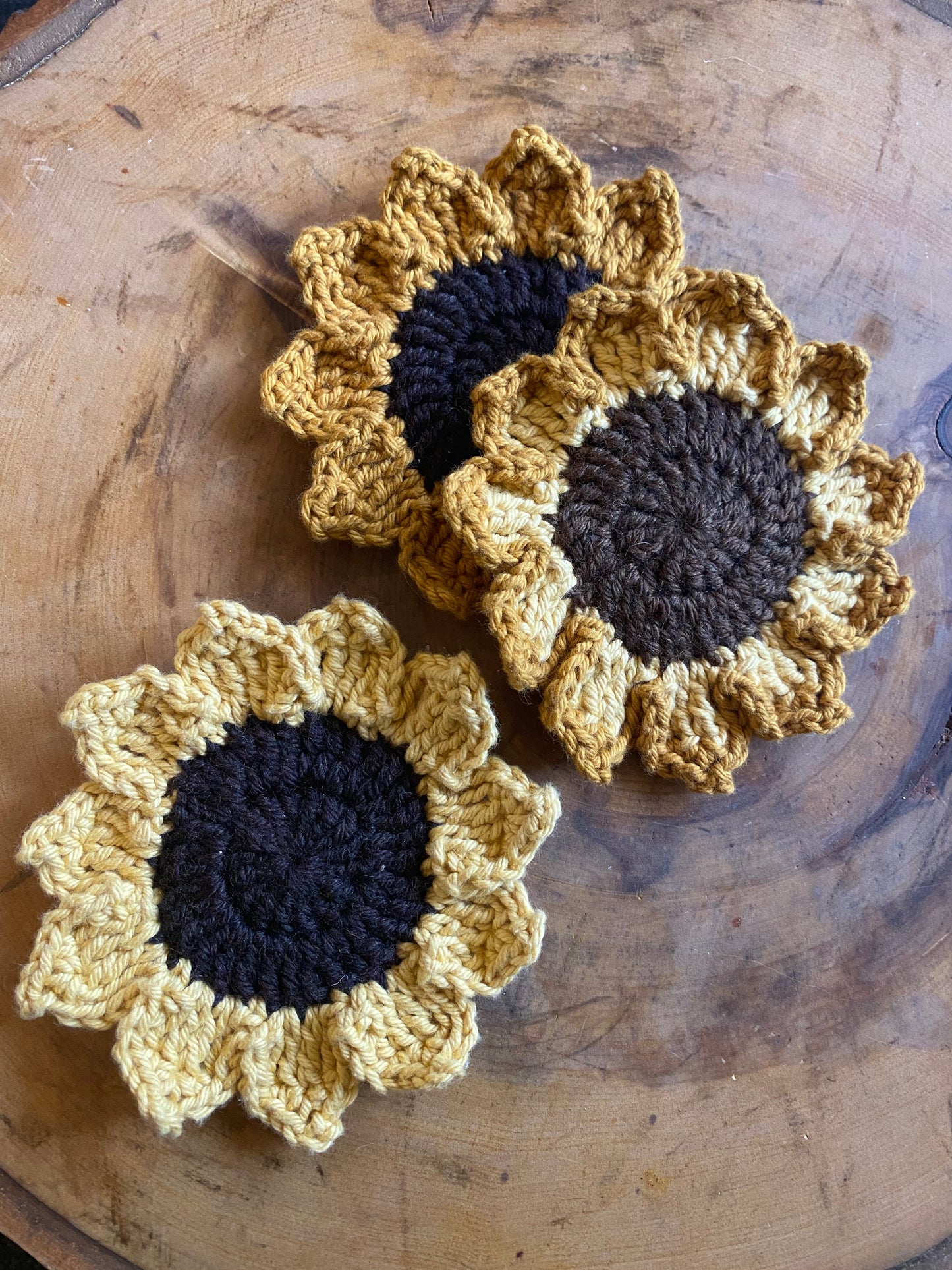 Crochet Sunflower Coasters